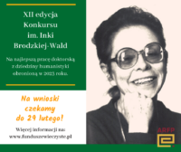 Plakat XII edycji Konkursu im. Inki Brodzkiej-Wald