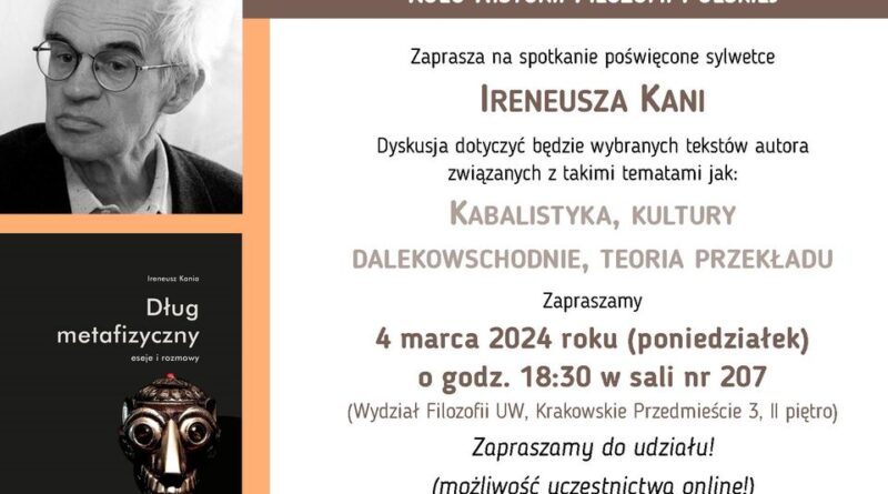 Spotkanie Koła Historii Filozofii Polskiej wokół I. Kani