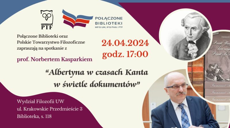 Plakat spotkania "Albertyna w czasach Kanta"