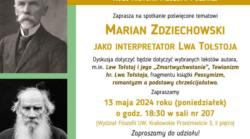 Plakat spotkania wokół twórczości Zdziechowskiego
