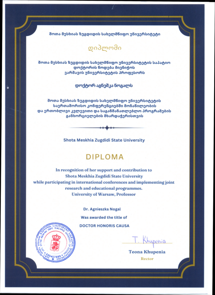 Prof. Agnieszka Nogal HC diploma