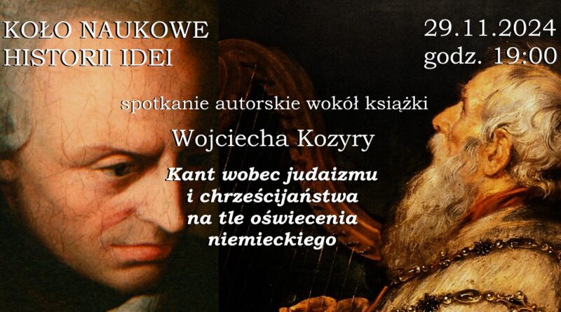 Plakat spotkania autorskiego wokół książki Wojciecha Kozyry