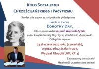Plakat spotkania o Dorothy Day
