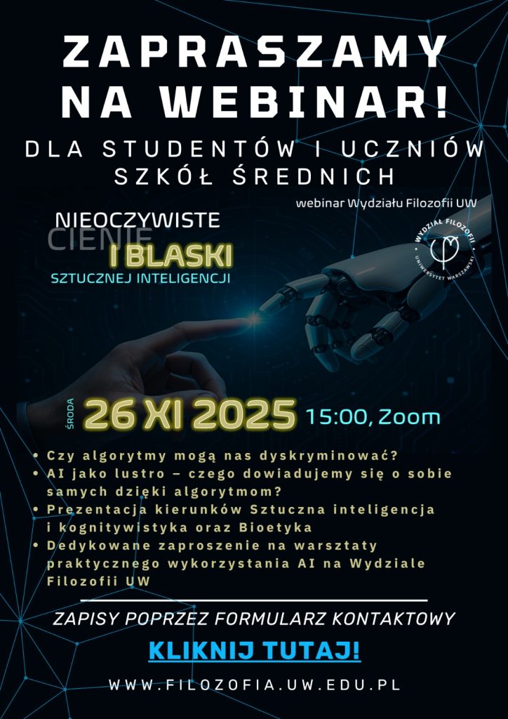 Plakat webinaru o AI